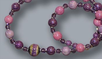 Amethyst, lilac, lavender, fancy beads, Swarovski; 18.5 inches long