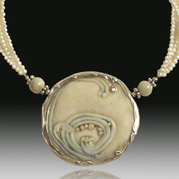 Porcelain overlay, fine silver bezel