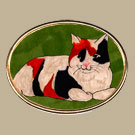 Tricolor Cat/Green Pin